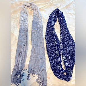 2 Decorative Scarves- Navy and Grey